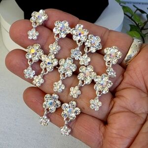 Set of 12 Silver Clear and AB Flower Hair Pins